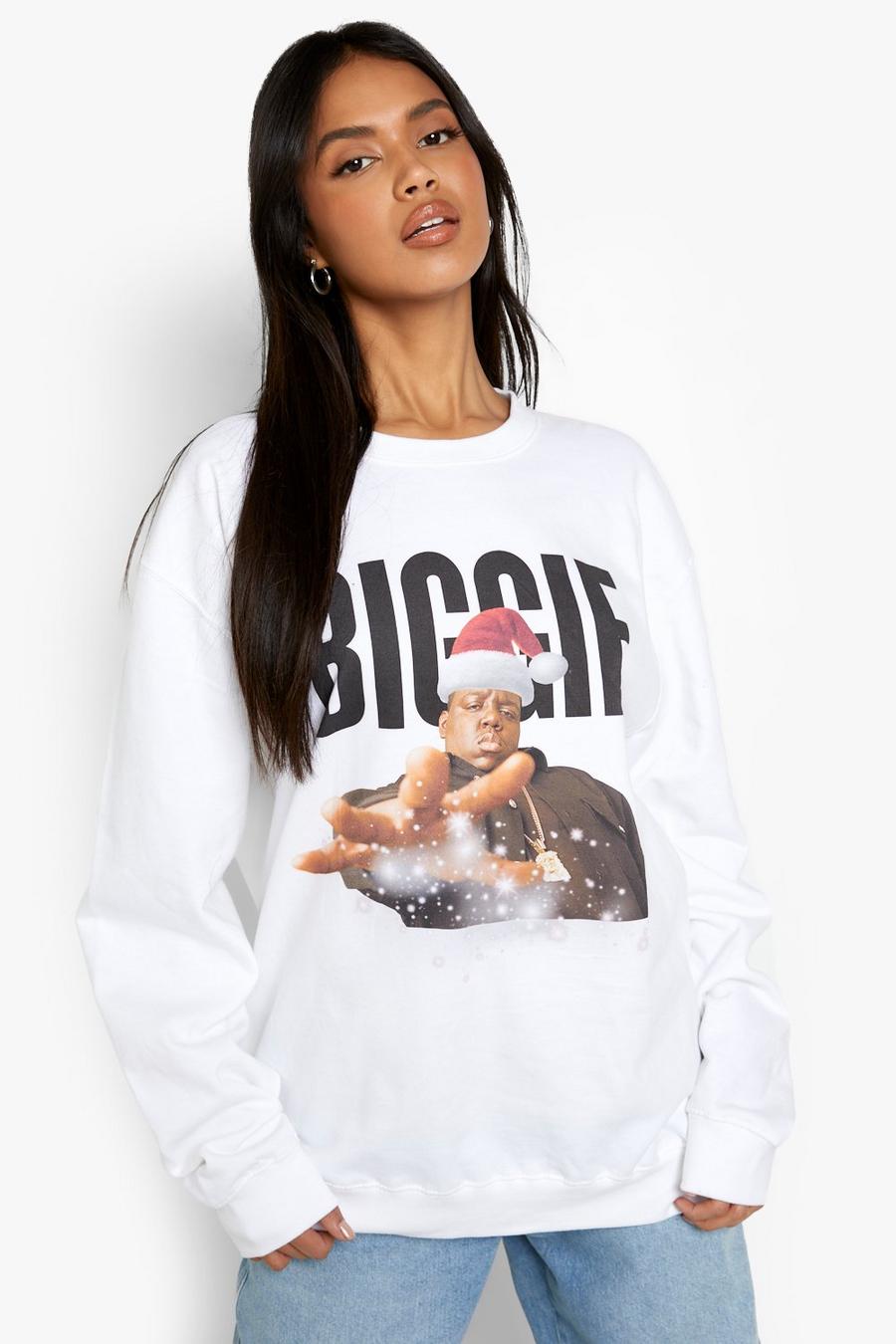 White Biggie License Christmas Oversized Sweater image number 1