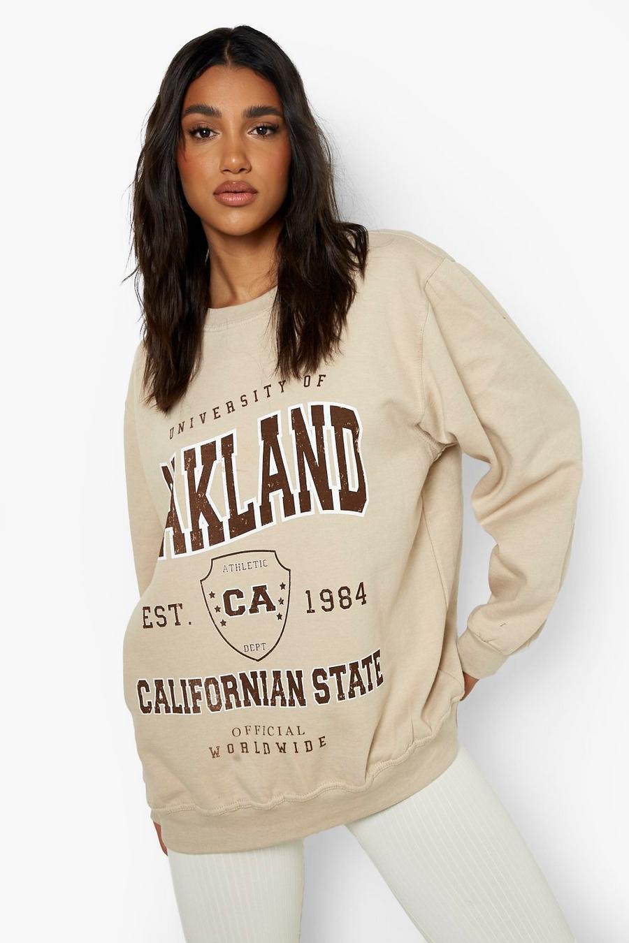 Sand beige Oakland Varsity Oversized Sweater image number 1