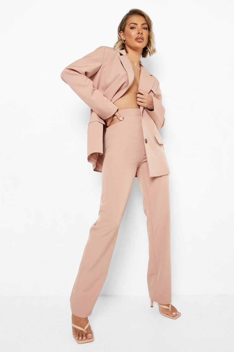 Nude Cut Out Side Tailored Trousers 