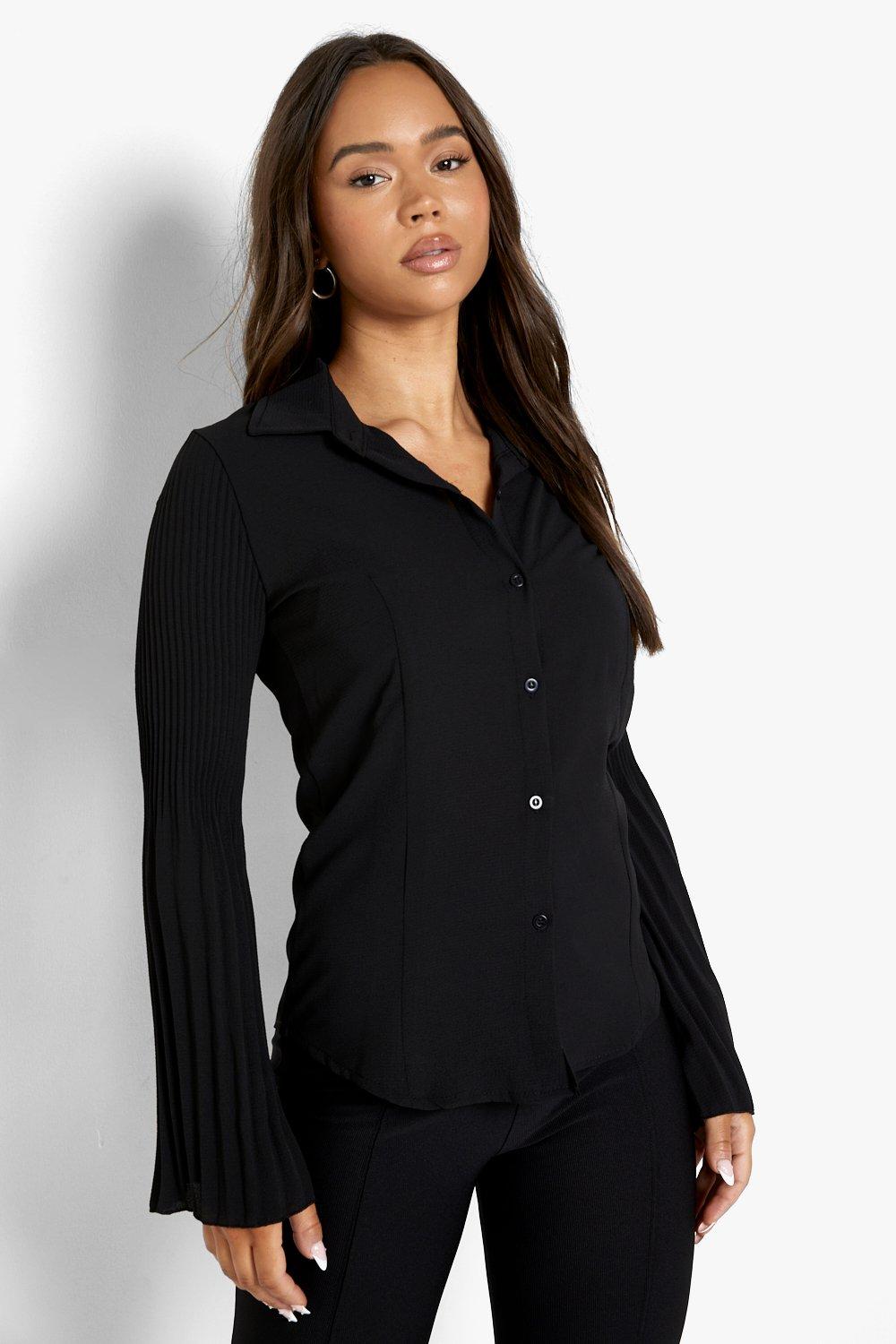 black flared blouse