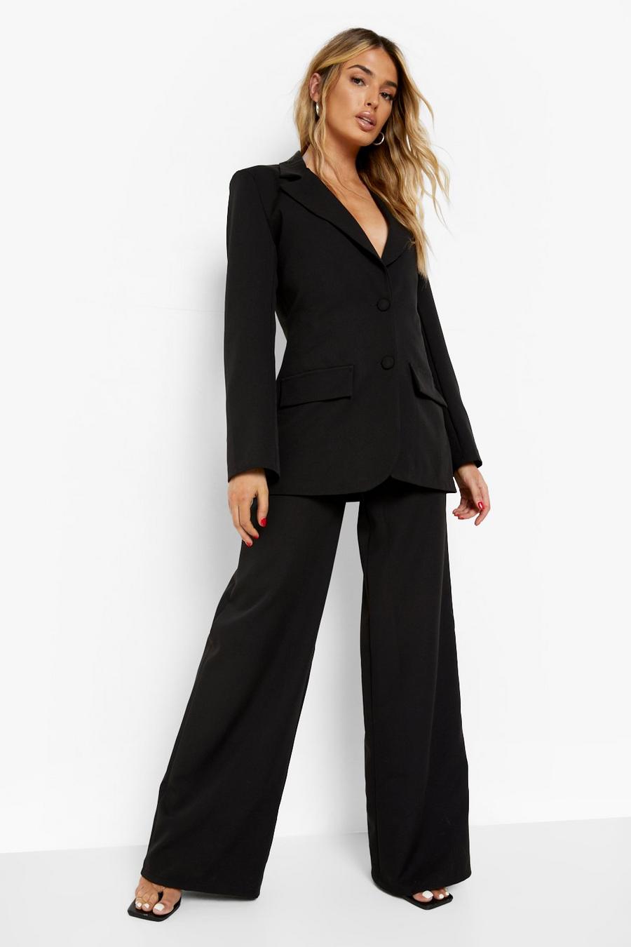 Black Relaxed Fit Wide Leg Pants image number 1