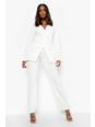 Ivory blanco Straight Leg Tailored Trousers