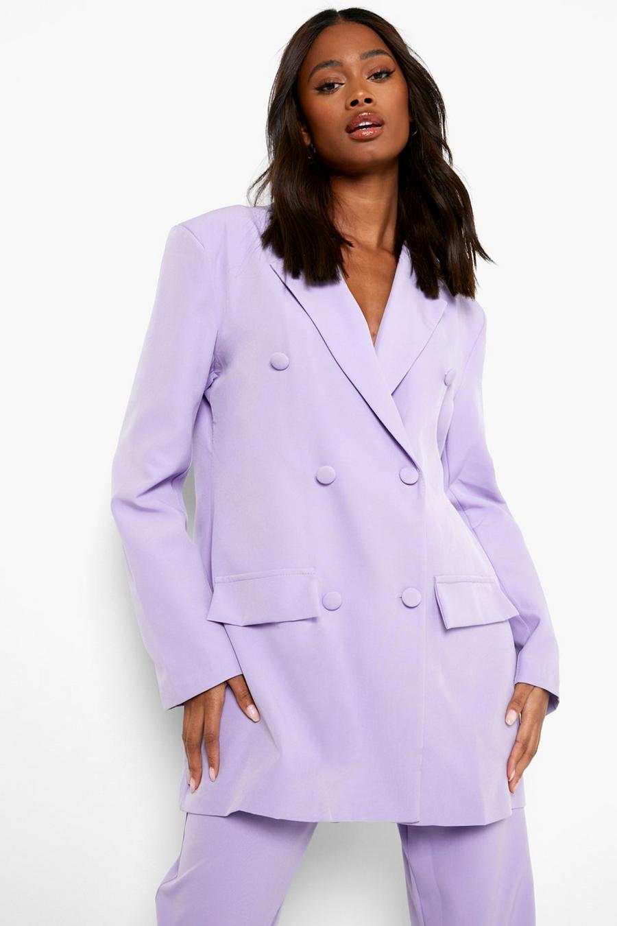 Lilac Relaxed Fit Double Breasted Blazer image number 1