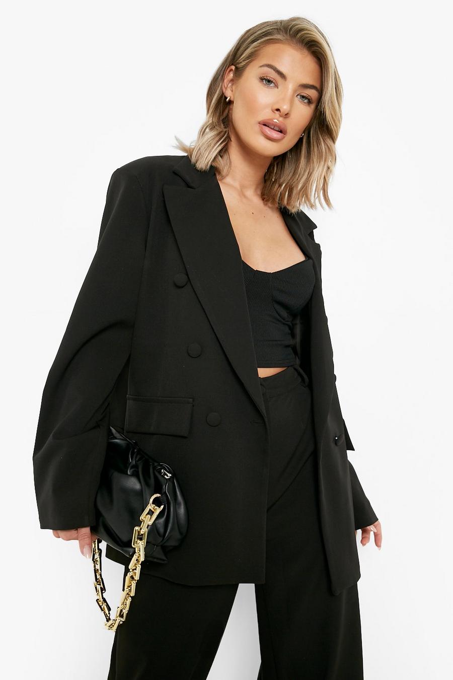 Black Oversized Longerline Tailored Blazer image number 1