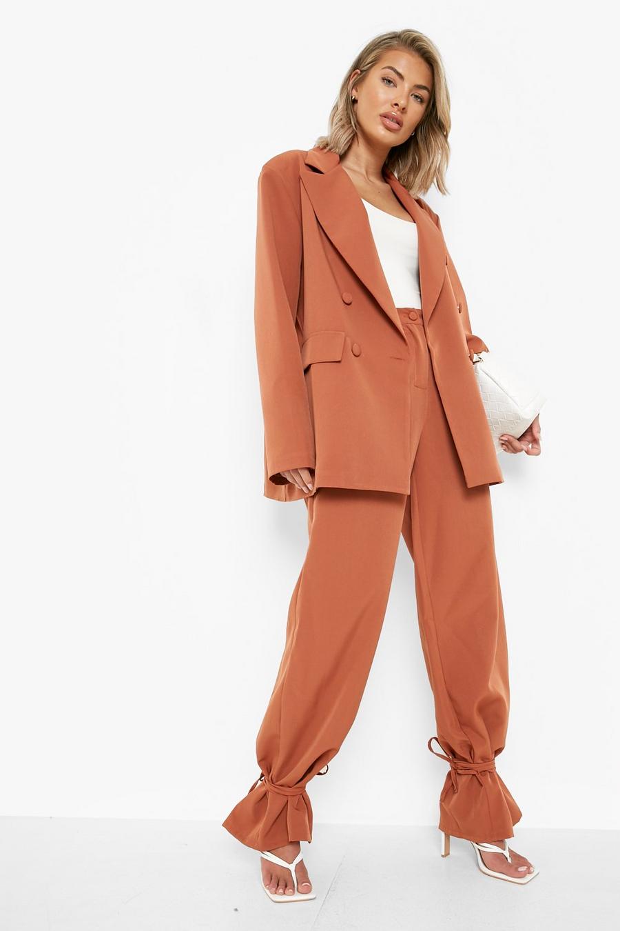 Spice orange Oversized Longerline Tailored Blazer 