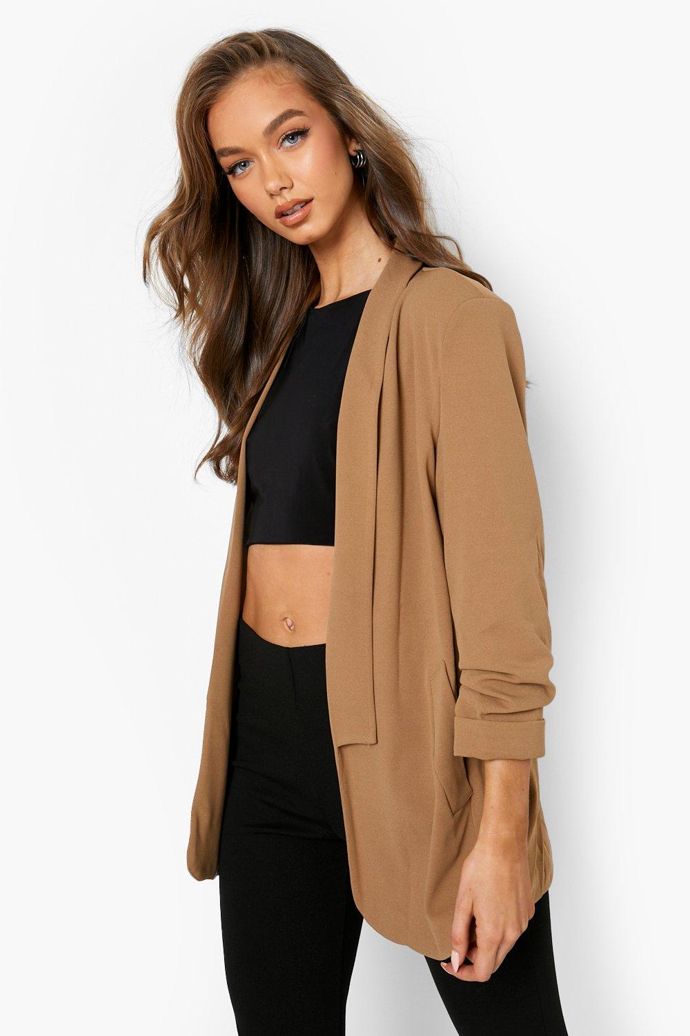 Boohoo ruched clearance sleeve blazer