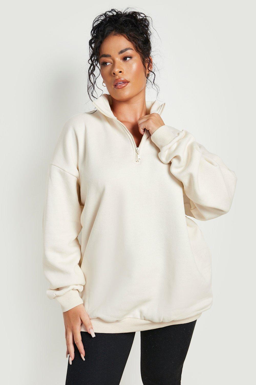 White zip up store sweater women's