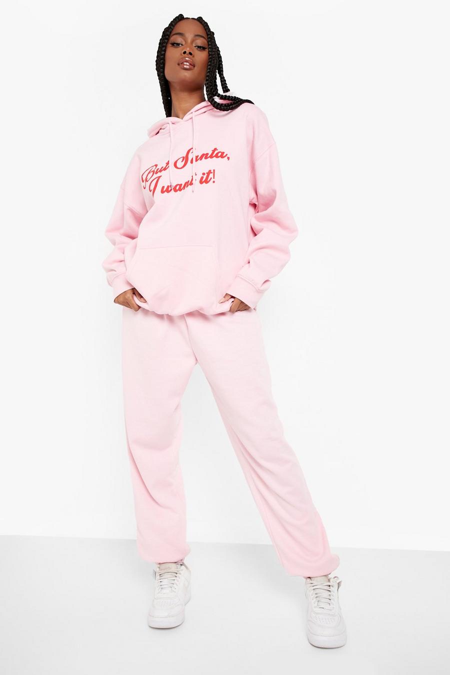 Weihnachts-Hoodie mit Santa I Want It Print, Light pink image number 1