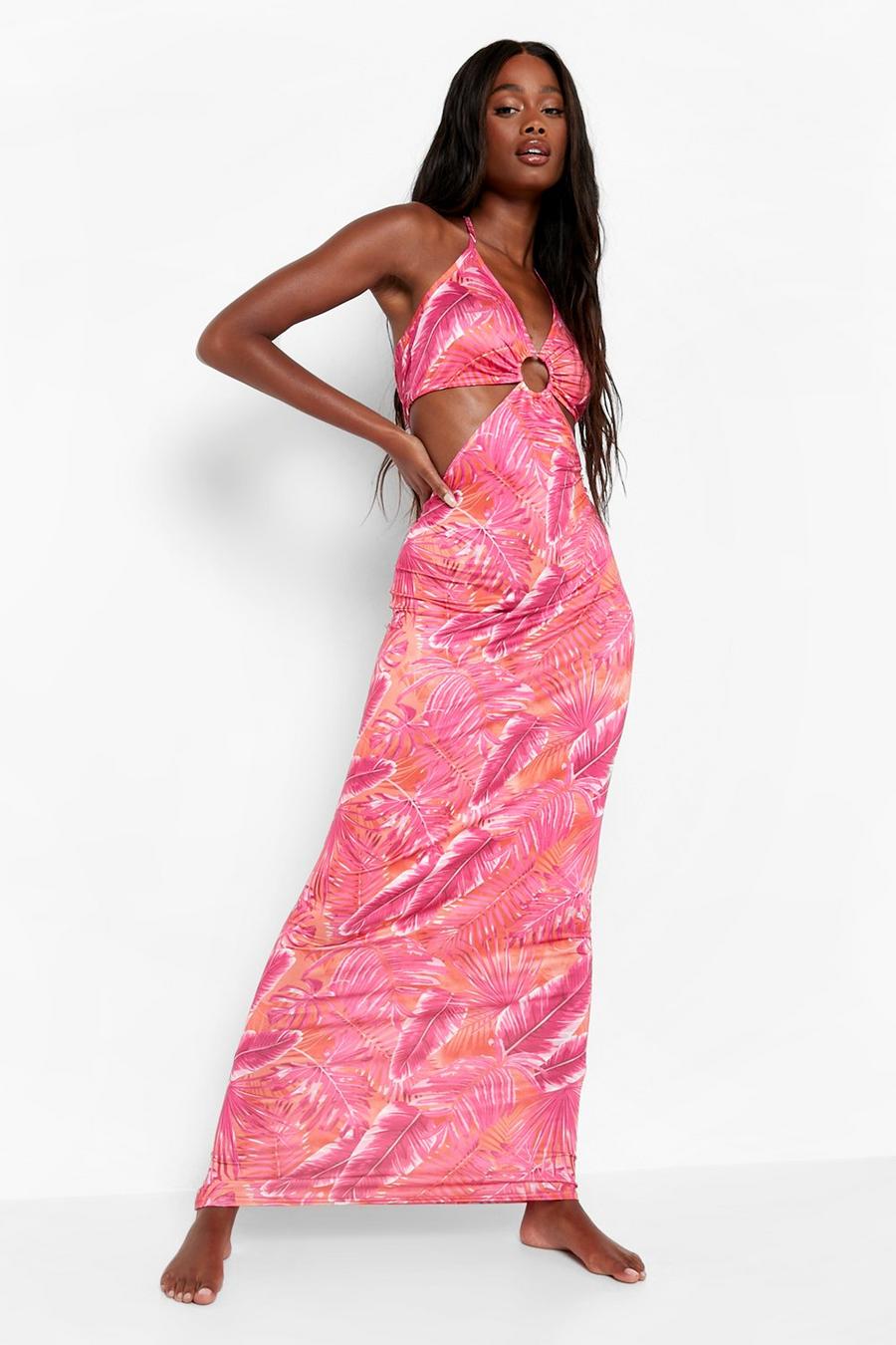 Pink Tropicana O-Ring Beach Maxi Dress image number 1