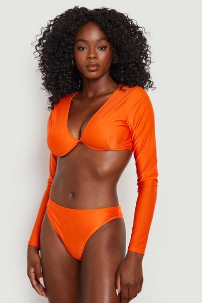 boohoo tropical orange Tropicana High Waisted Bikini Brief