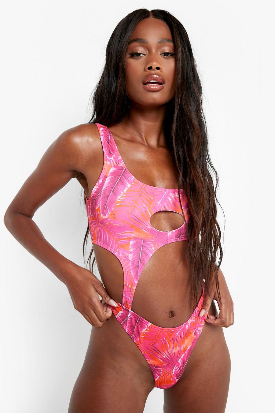 Pink Tropicana Cut Out Recycled Swimsuit image number 1