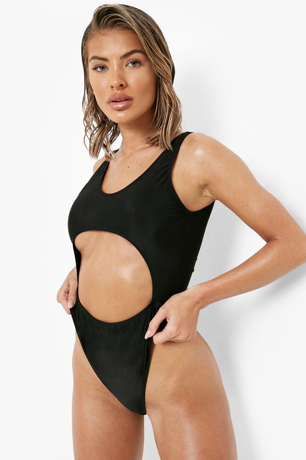 Boohoo high cut store front thong bodysuit