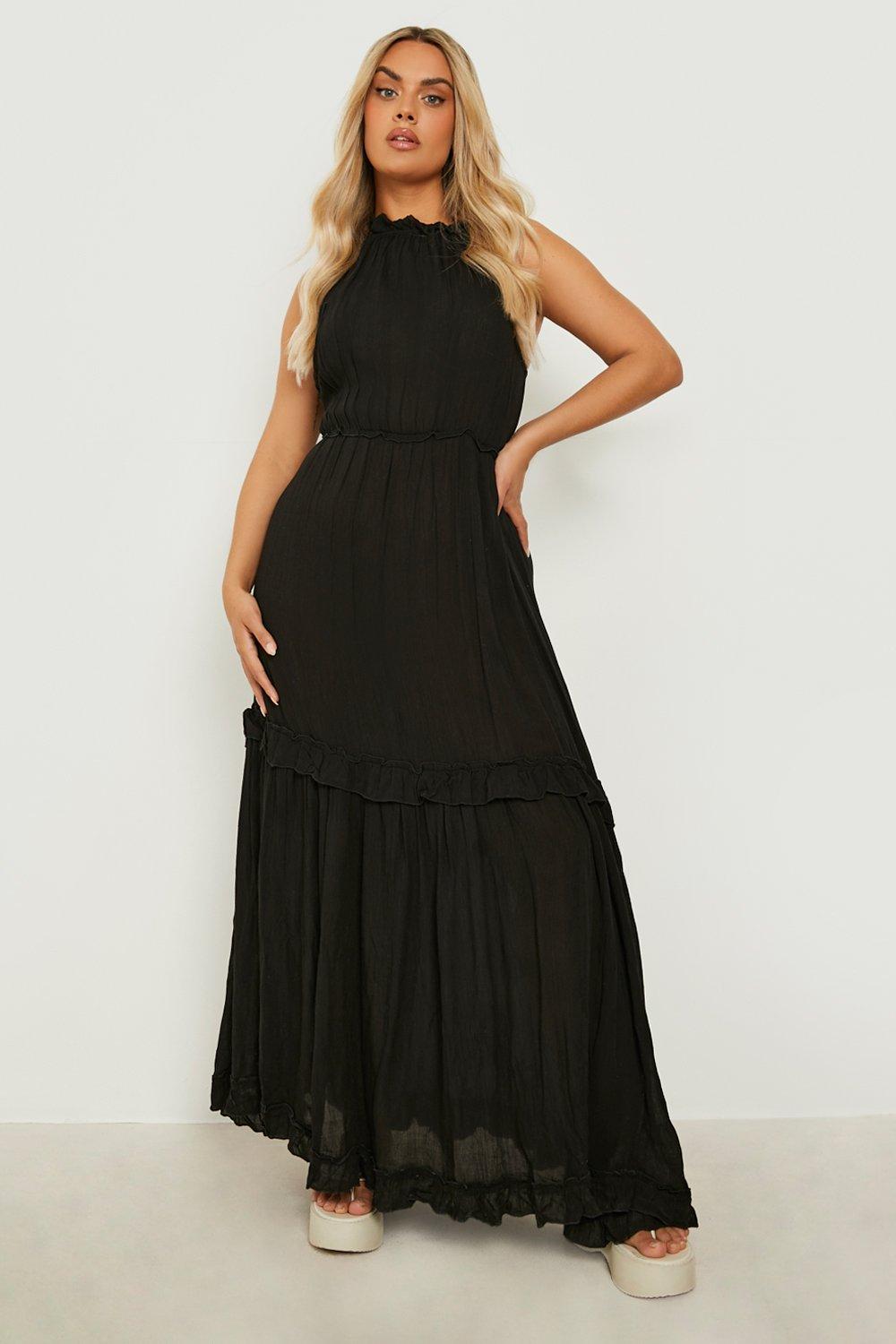 Boohoo black maxi dress online