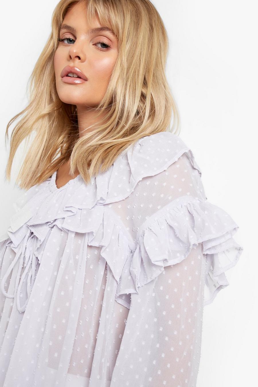 Lilac Dobby Frill Smock Top image number 1