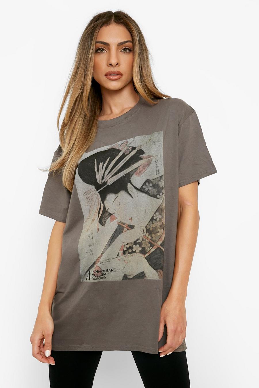 Charcoal Oversize t-shirt med tryck image number 1
