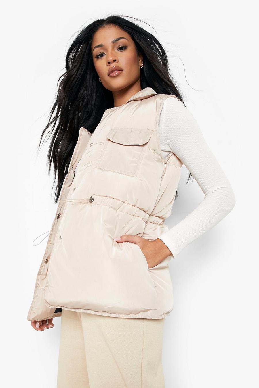 Stone beige Tall Button Front Gilet image number 1