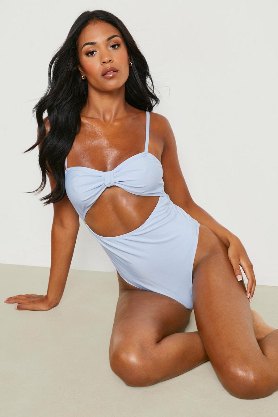 Pastel blue Tall Cut Out Swimsuit image number 1