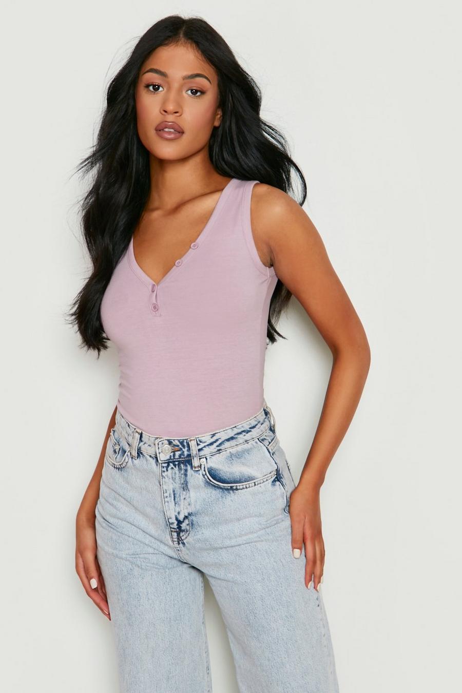Mauve Tall Button Strappy Bodysuit image number 1
