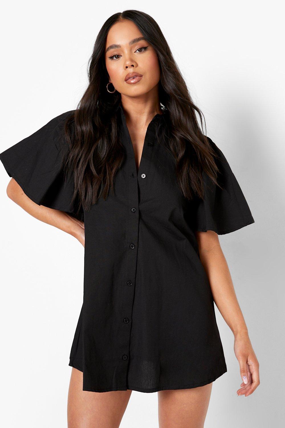 short sleeve cotton shirt dress