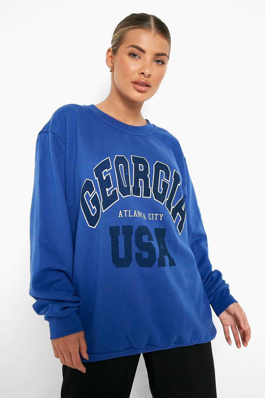 Blue Georgia Atlanta City Printed Sweater image number 1