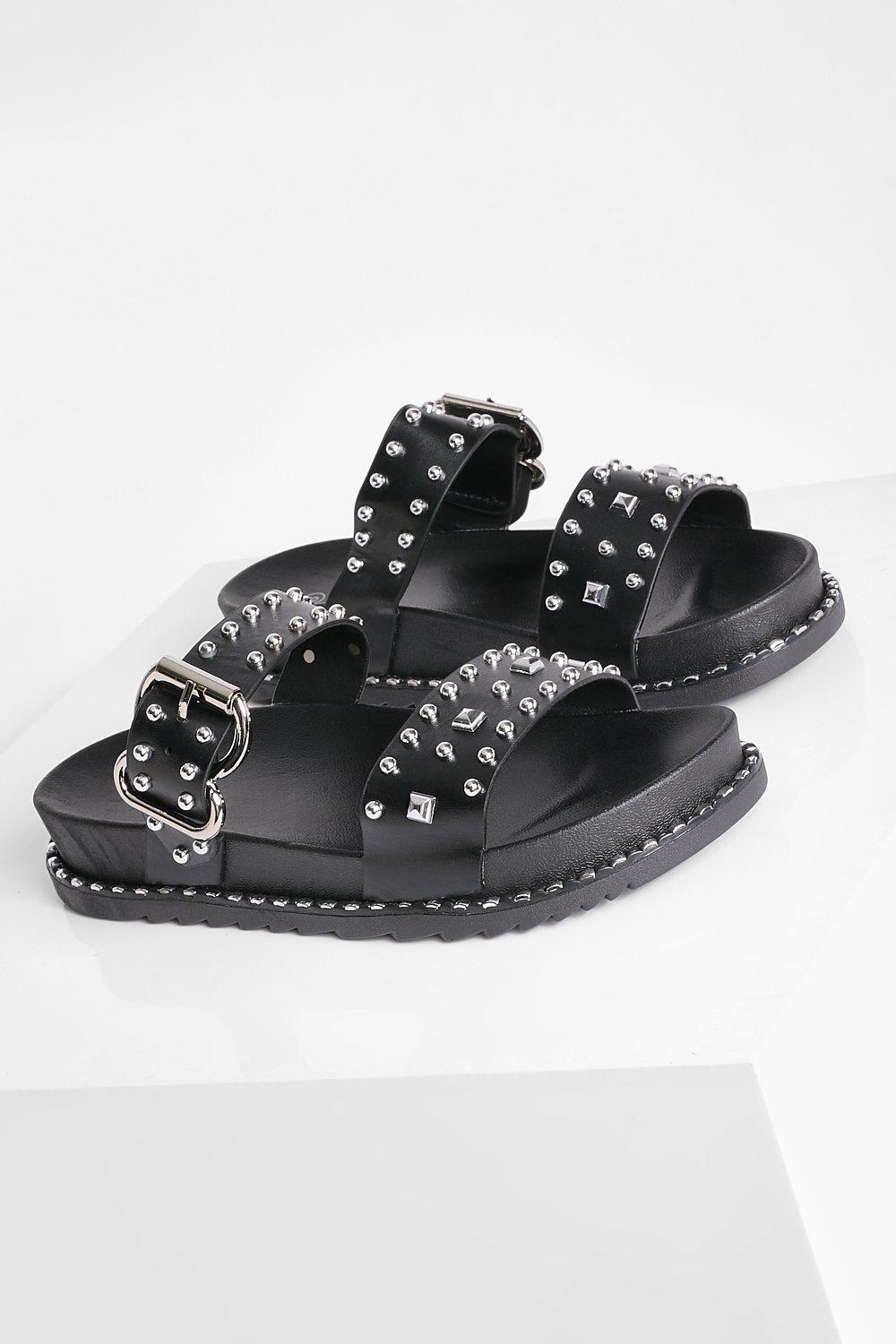 Zwarte slippers met discount studs