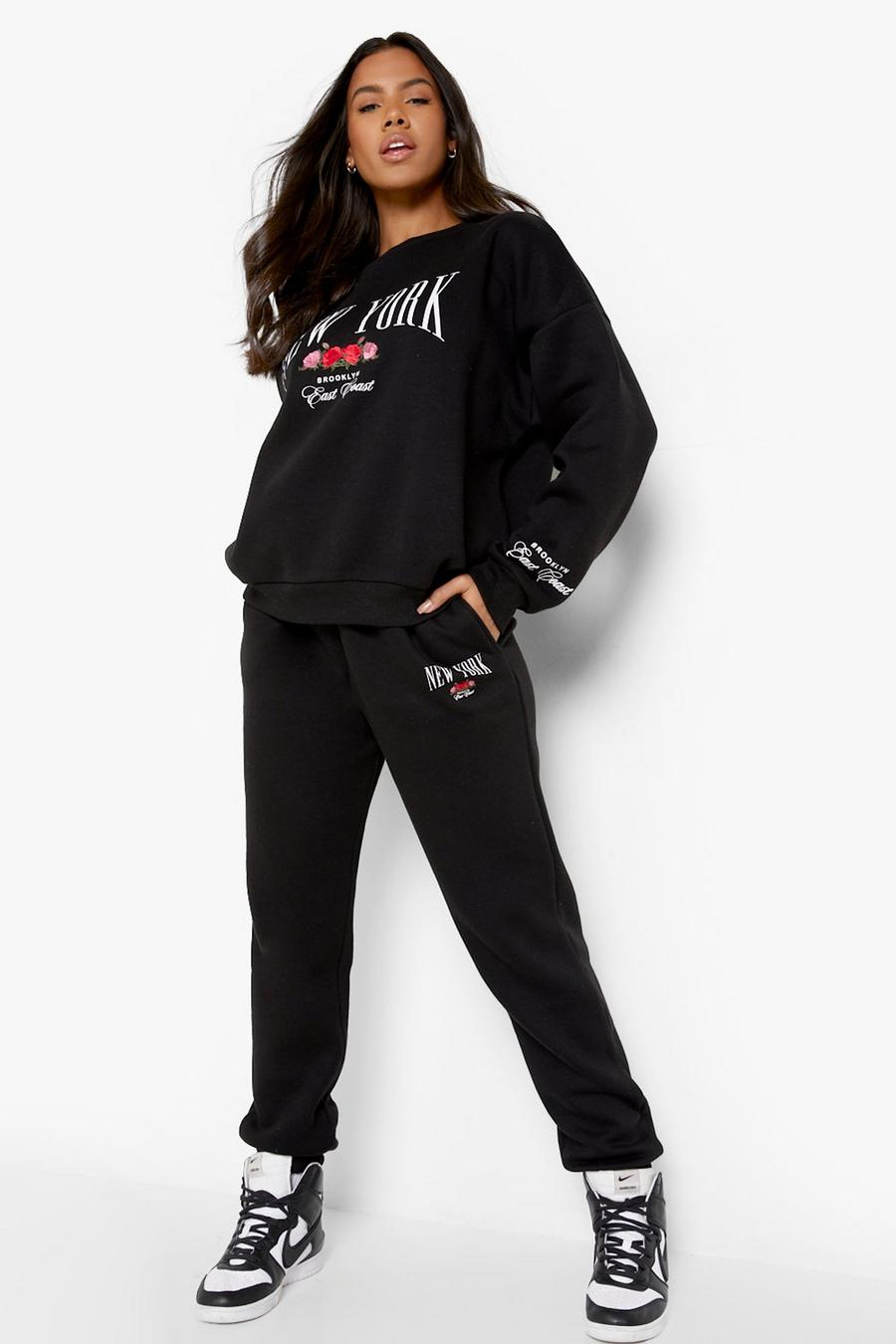 Black svart New York Sweatshirt och joggers