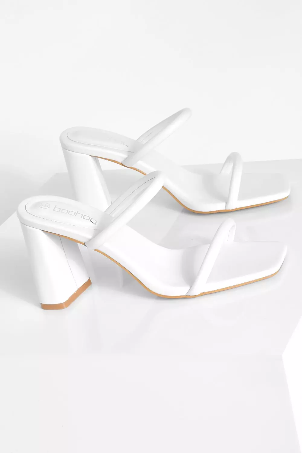 White Wide Fit Padded Double Strap Block Heel Mule alternative image