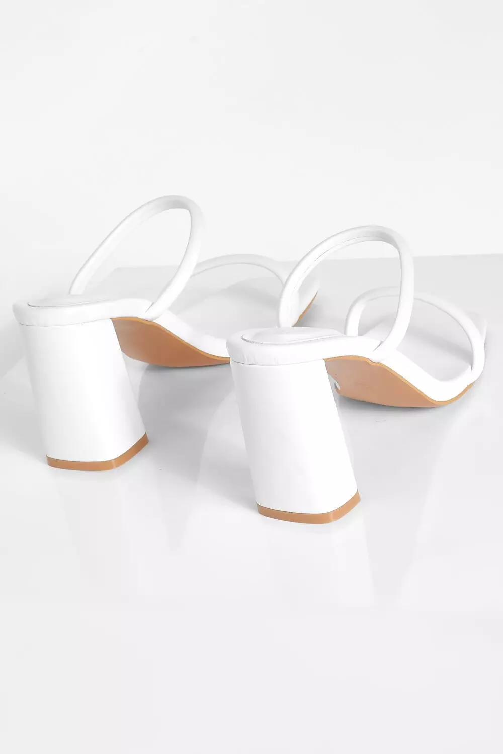 White Wide Fit Padded Double Strap Block Heel Mule alternative image