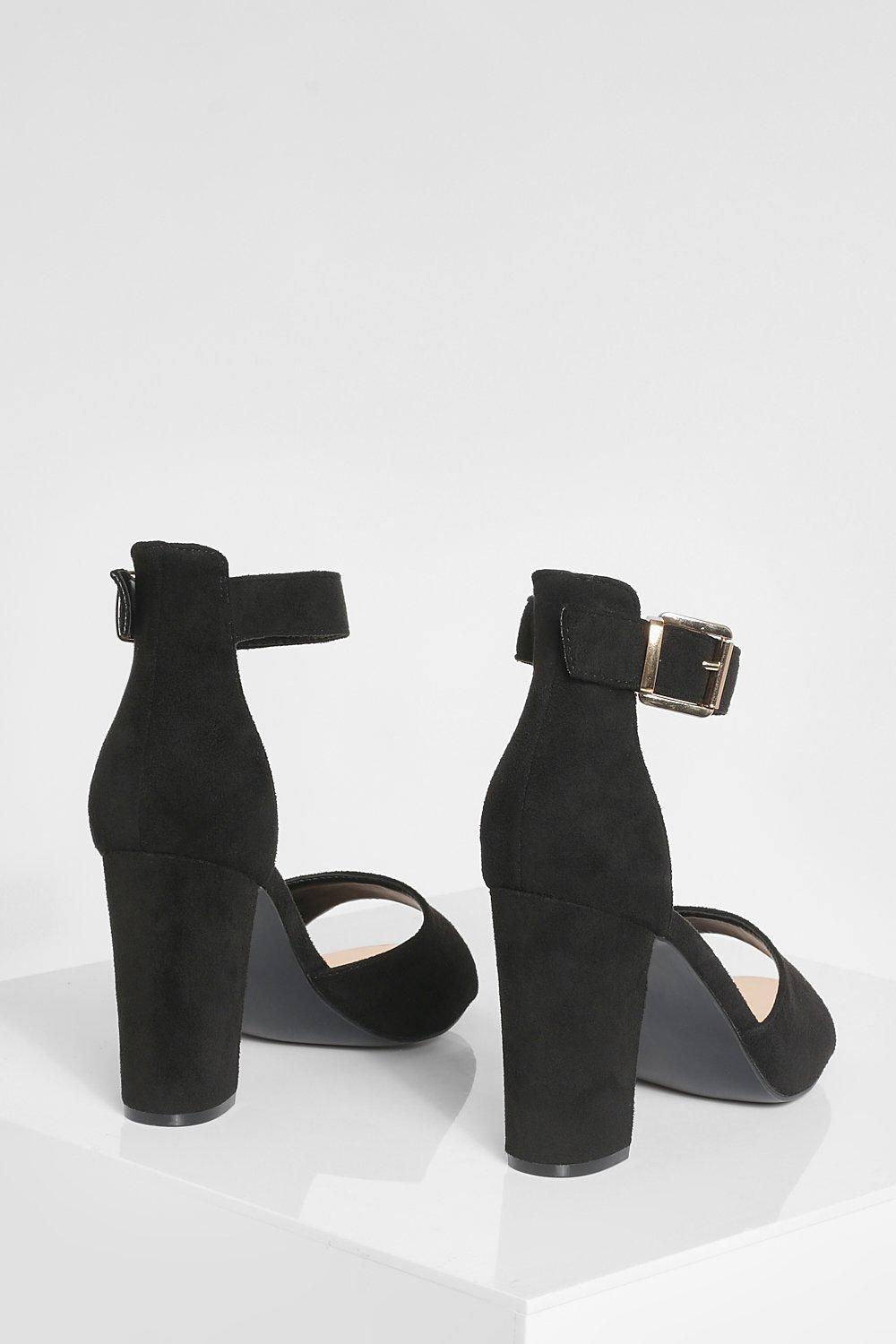 Block buckle cheap heels