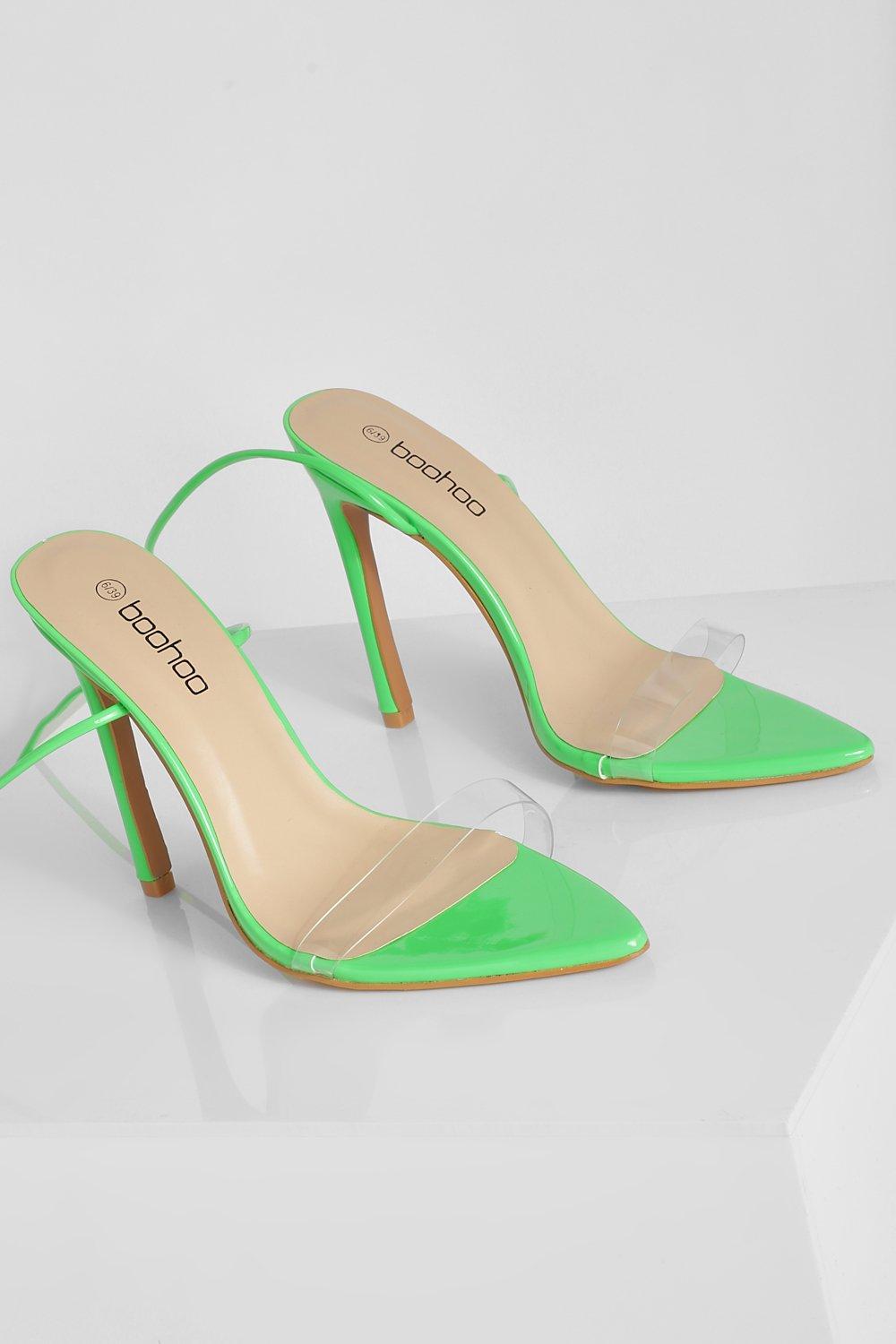 Transparent store neon heels