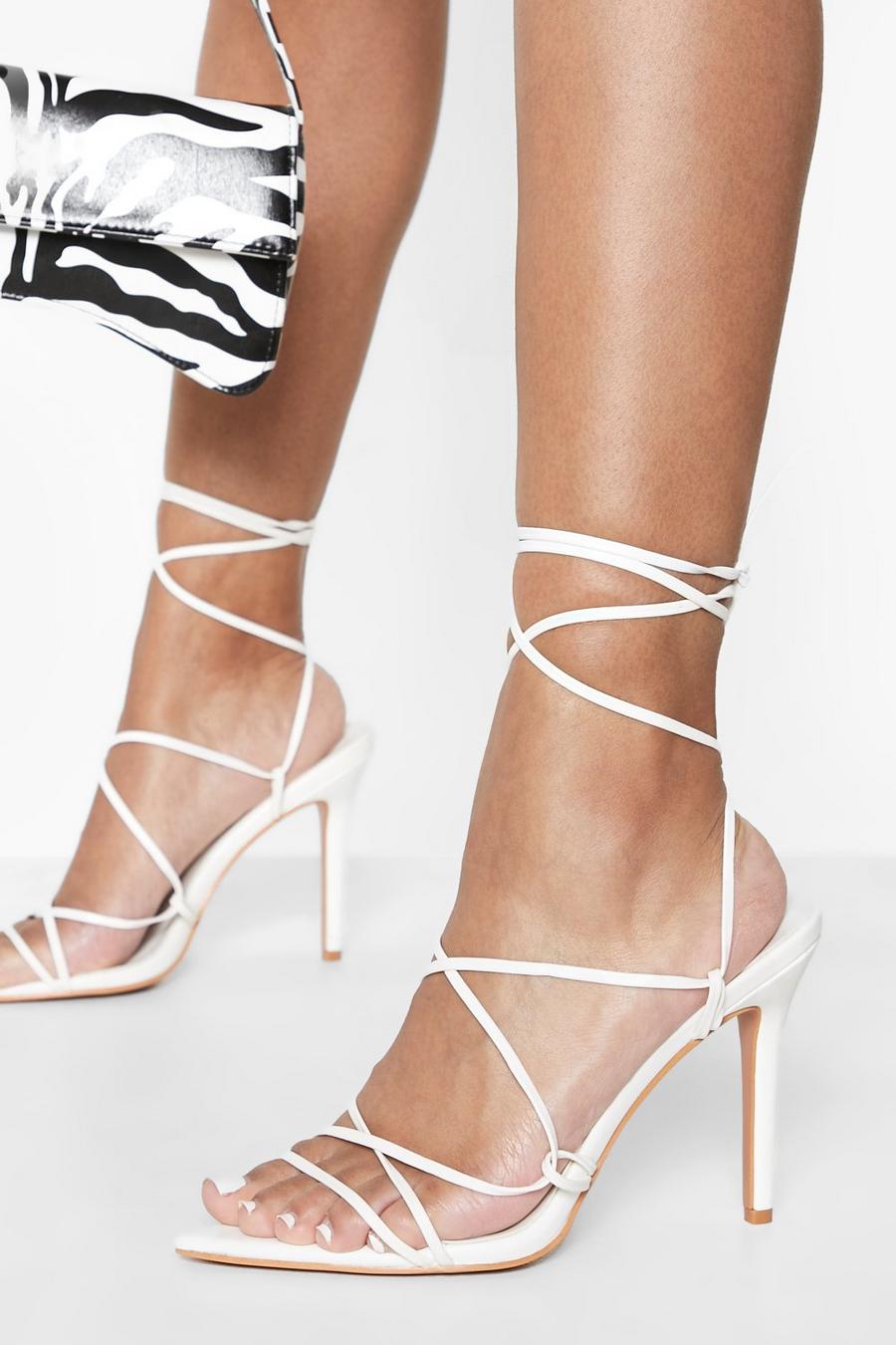 White Wrap Up Pointed Toe Stiletto Heel image number 1