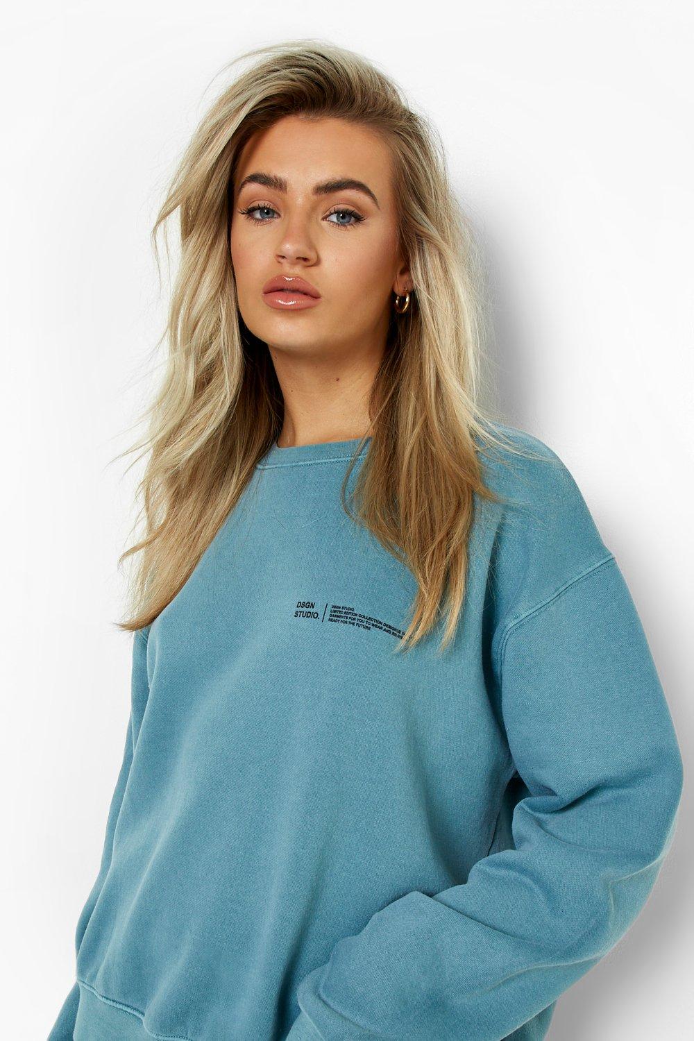 Blootstellen logo fort Overdye Trui Met Tekst | boohoo