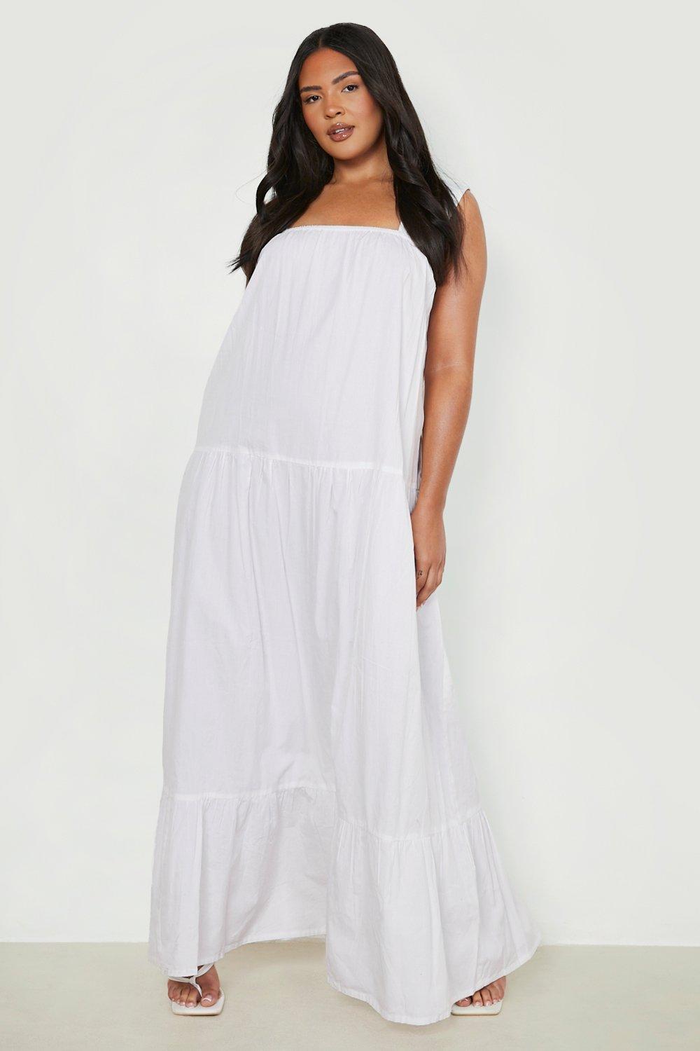 Tiered cotton best sale maxi dress