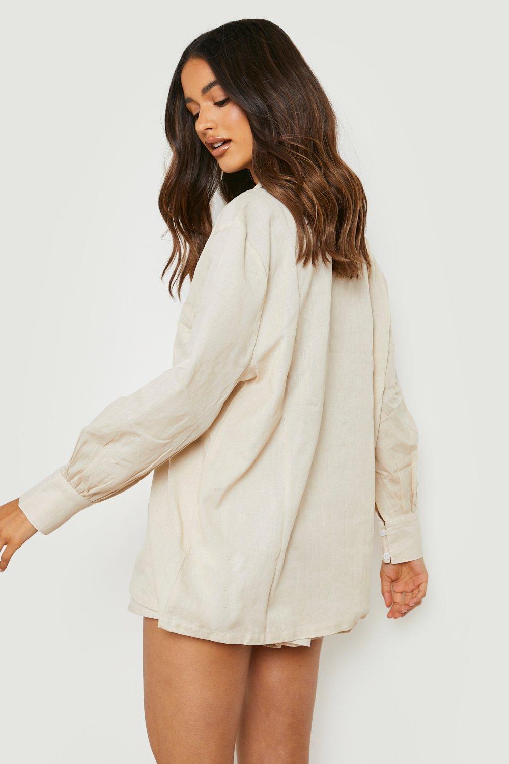 Linen Look Boyfriend Shirt & Relaxed Fit Shorts