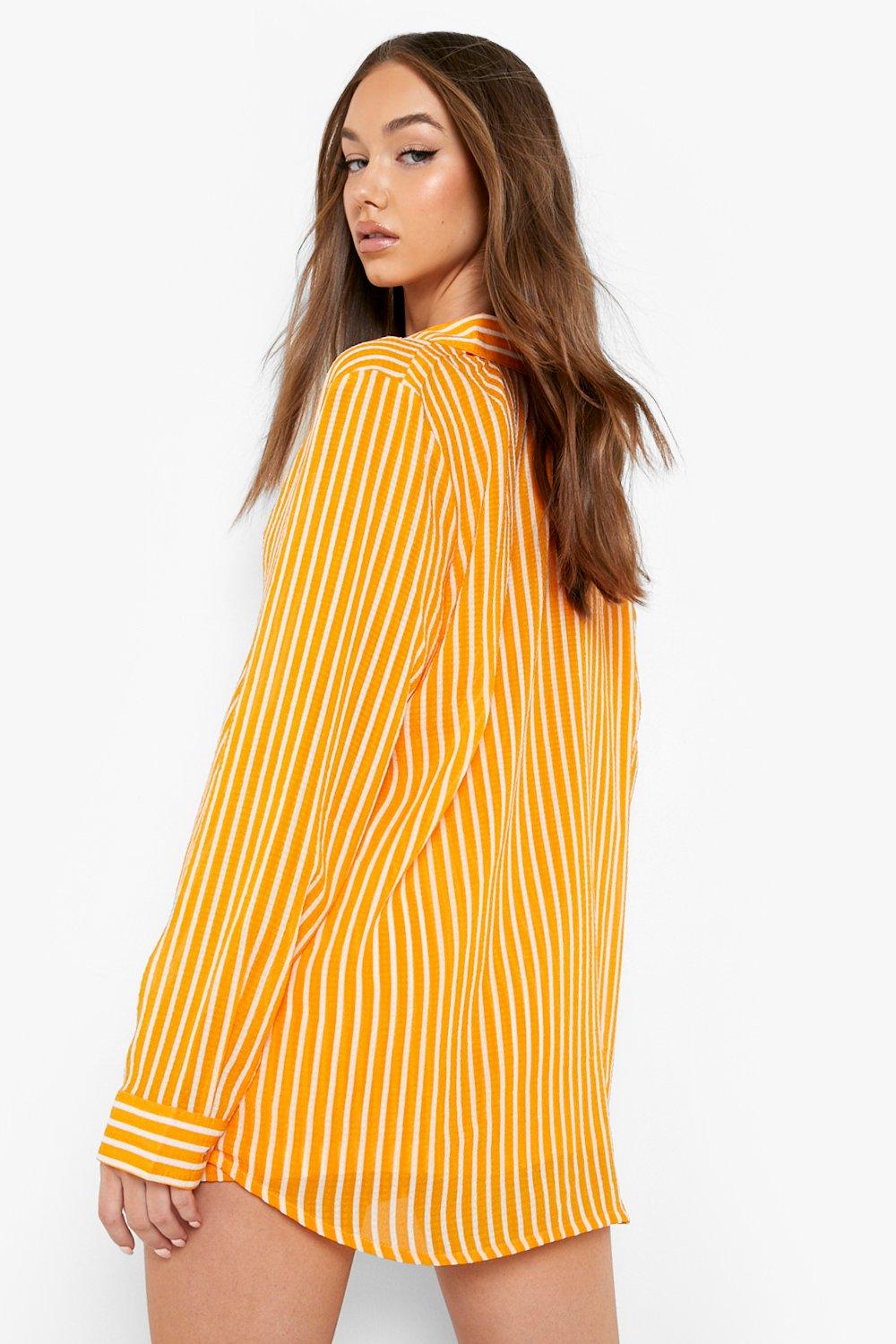 orange striped blouse