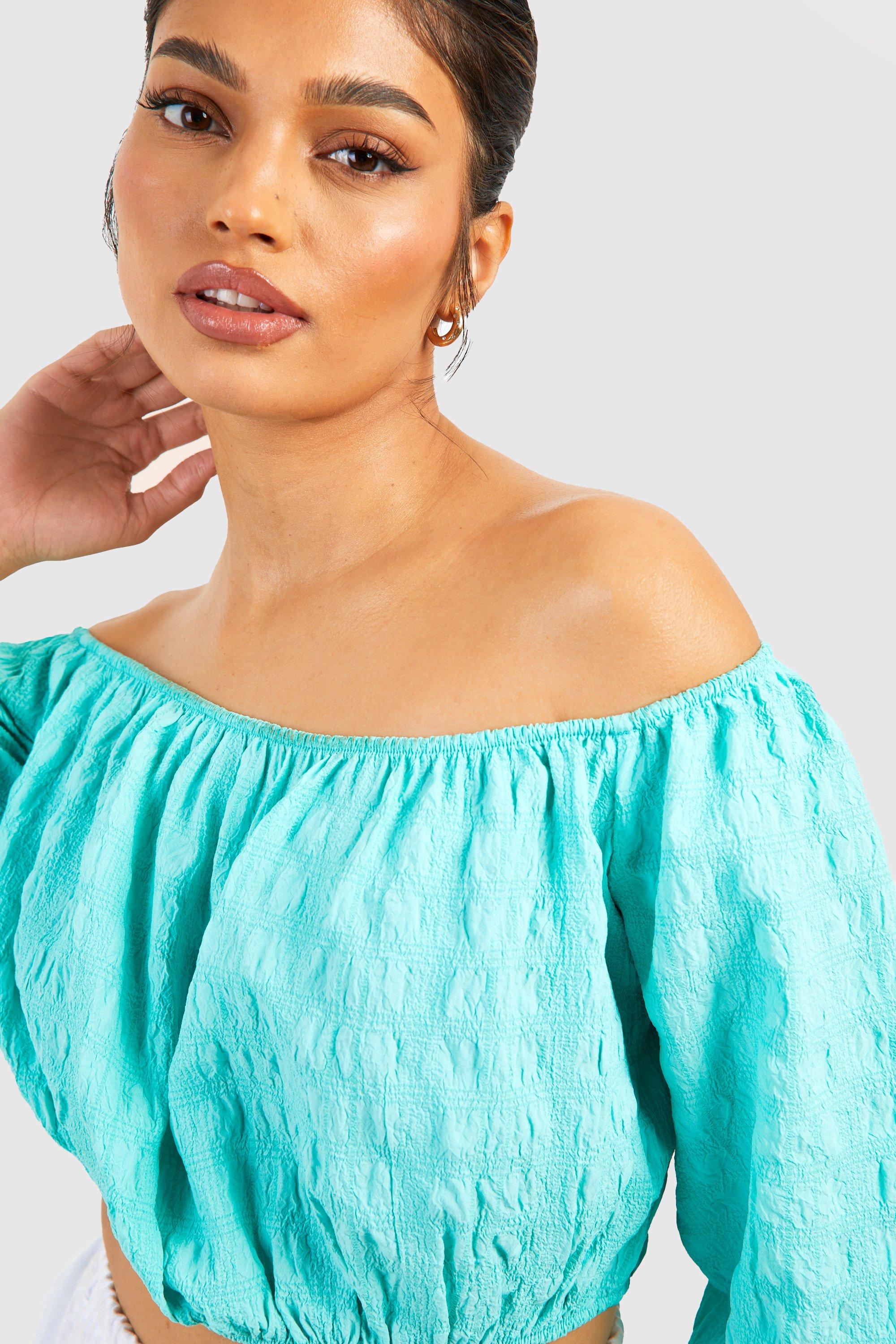 Mint green bardot top on sale