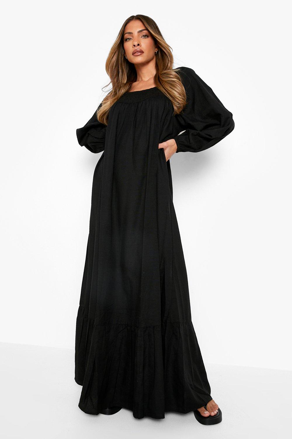 Linen Balloon Sleeve Maxi Dress