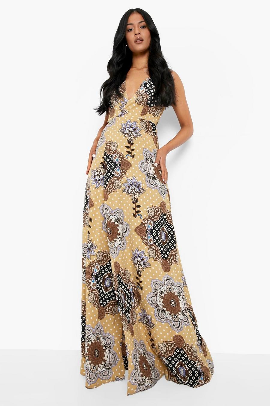 Stone Tall Paisley Wrap Tie Maxi Dress image number 1