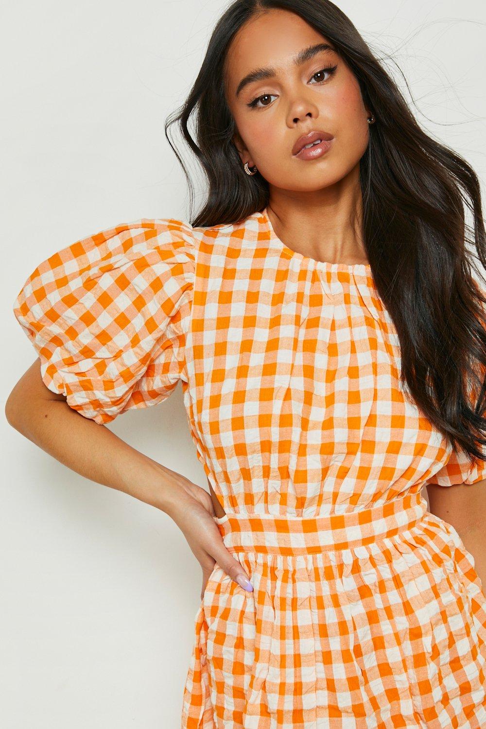 Orange clearance gingham dress