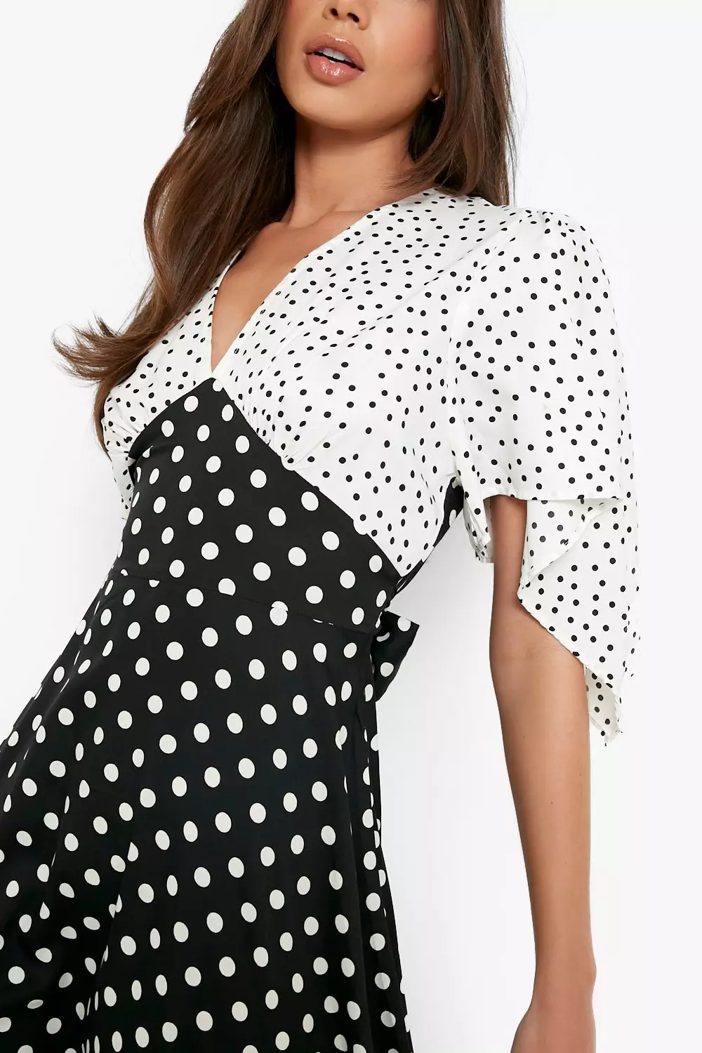 Mixed polka dot midi dress hotsell