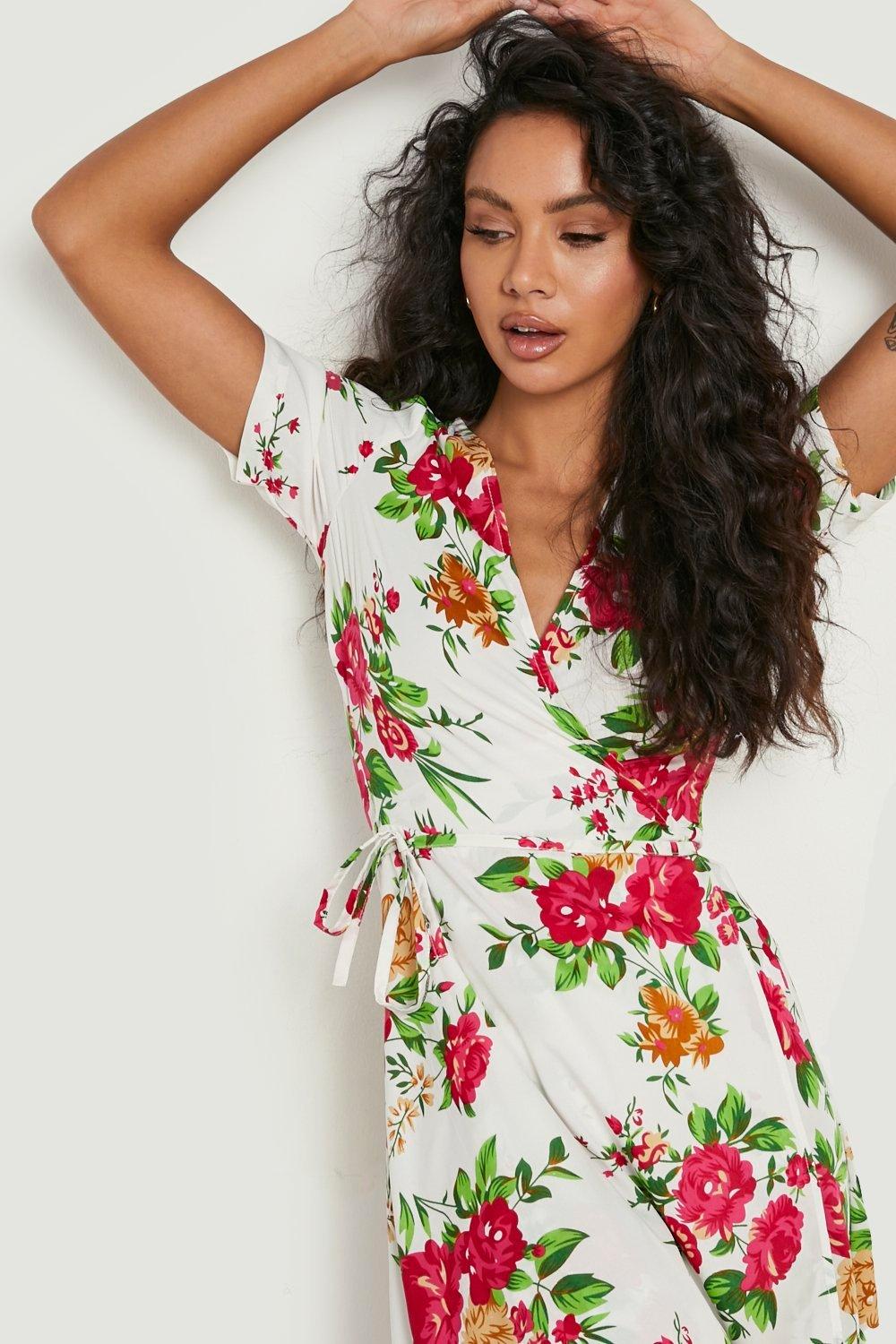 Ladies floral wrap dress sale