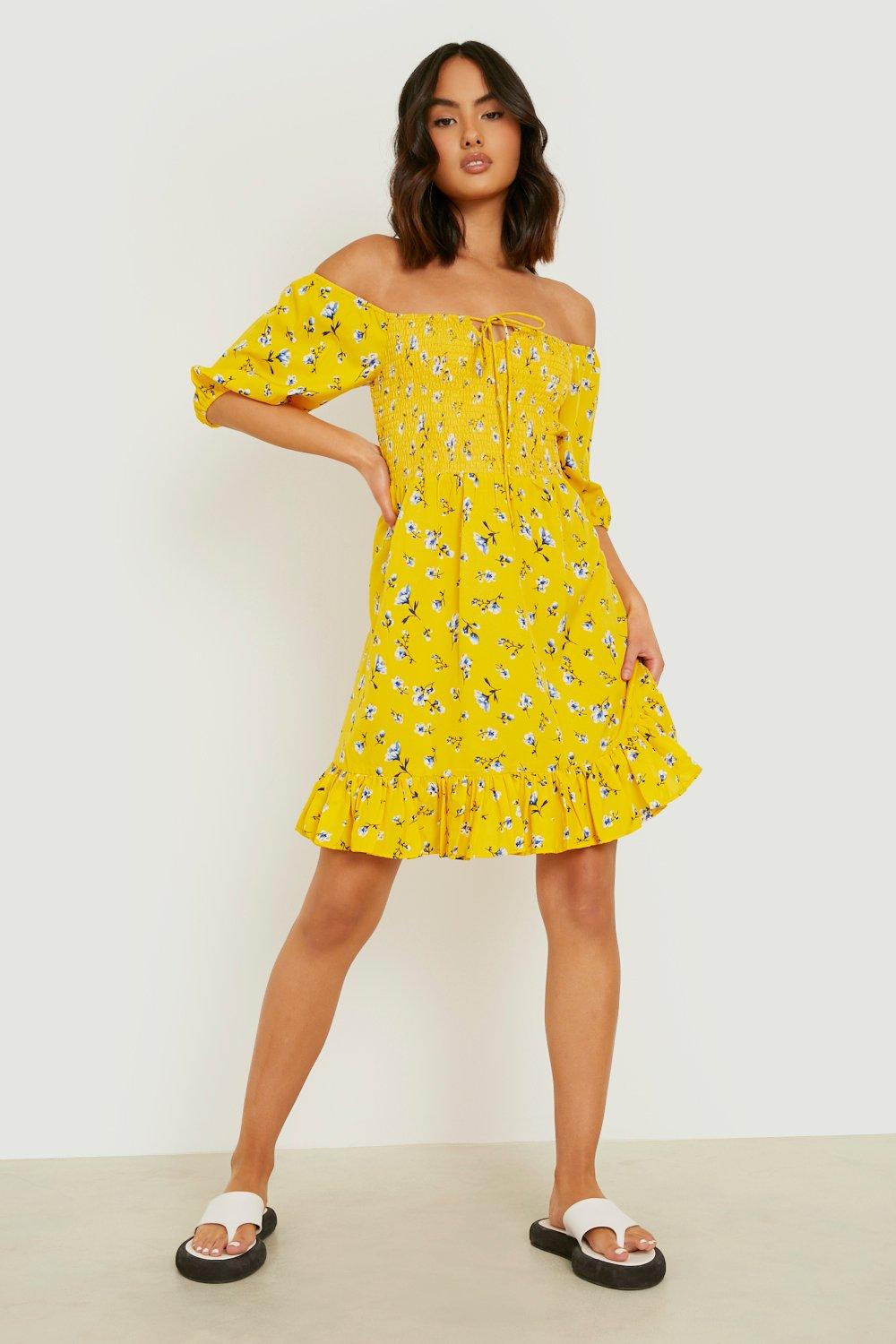 Boohoo fashion yellow floral dress