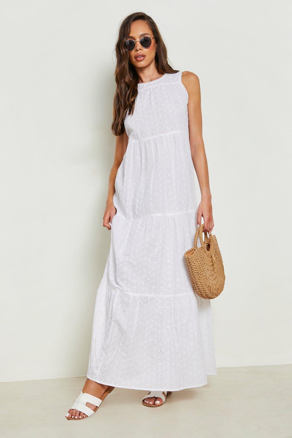 Broderie best sale maxi dress