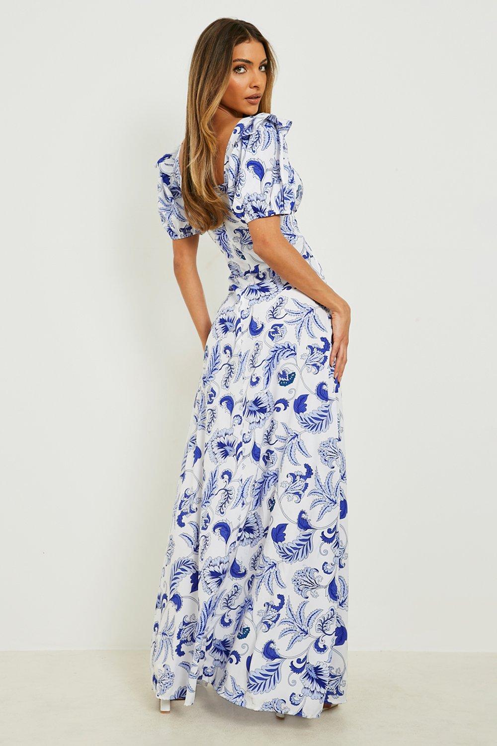 Boohoo blue shop maxi dress