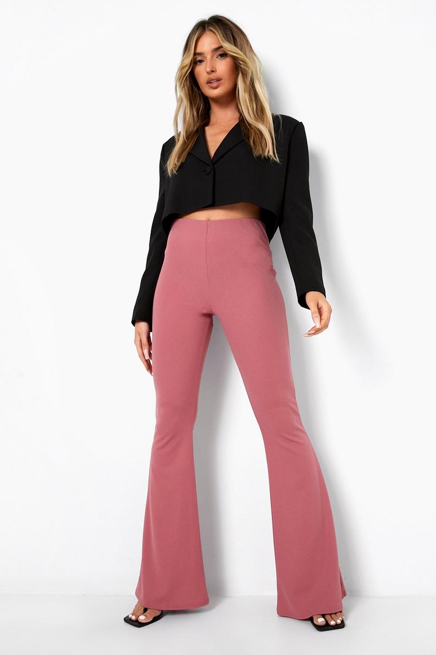 Rose Heavy Weight Scuba Crepe Flared Pants image number 1
