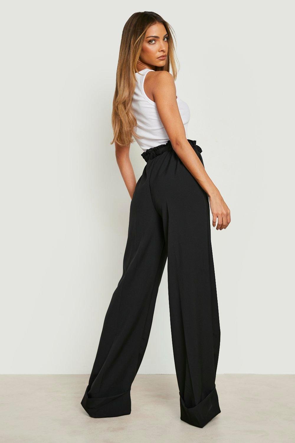 High waisted store black paperbag pants