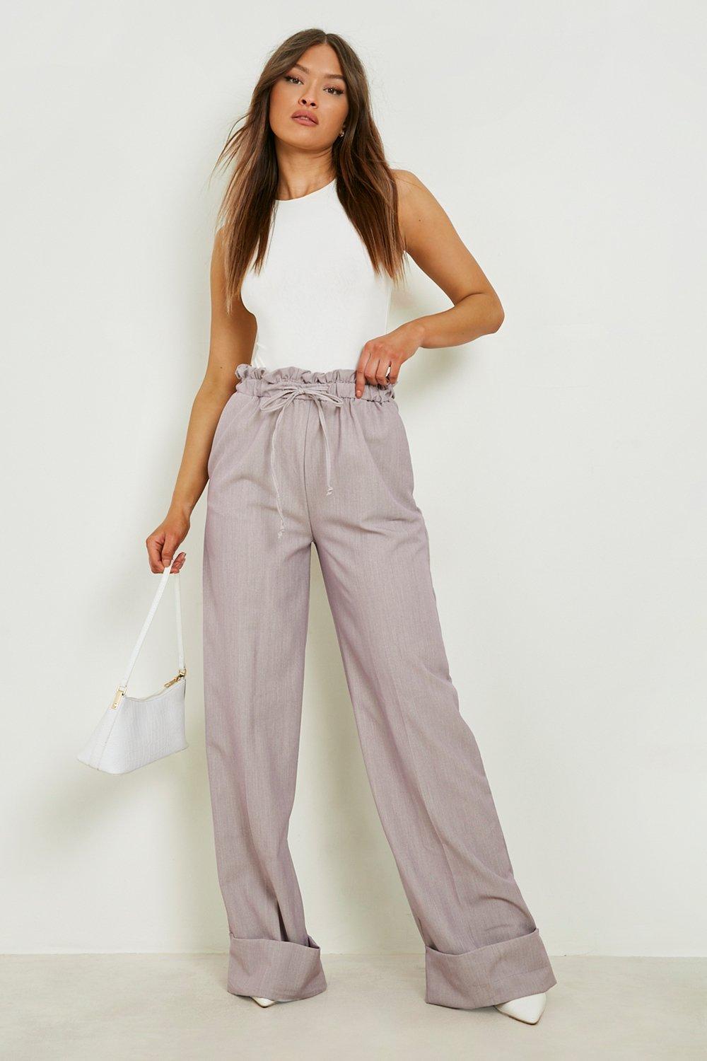 Stone Rib Turnover Waistband Wide Leg Jogger