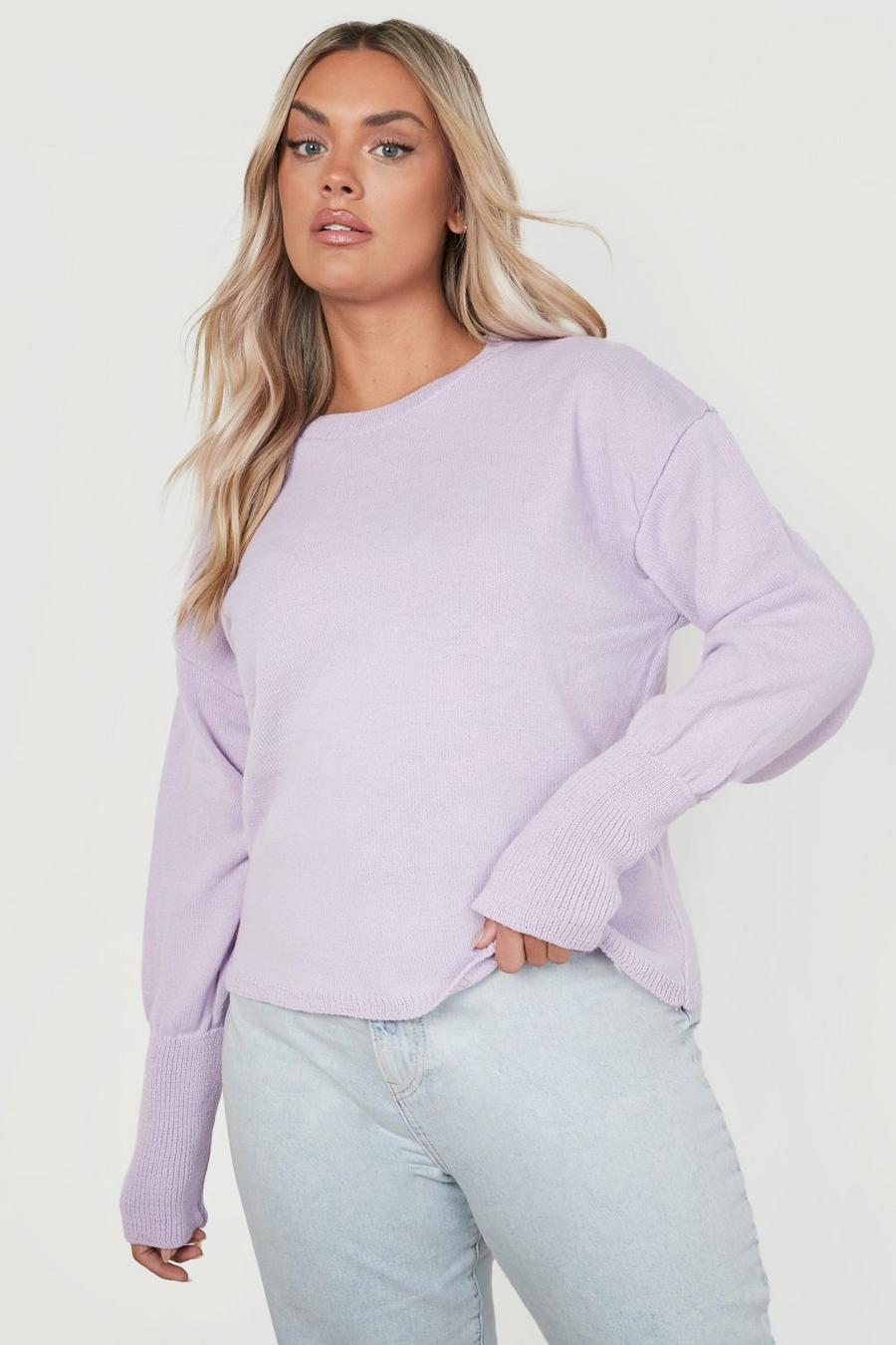 Lilac Plus Oversized Balloon Sleeve Jumper image number 1