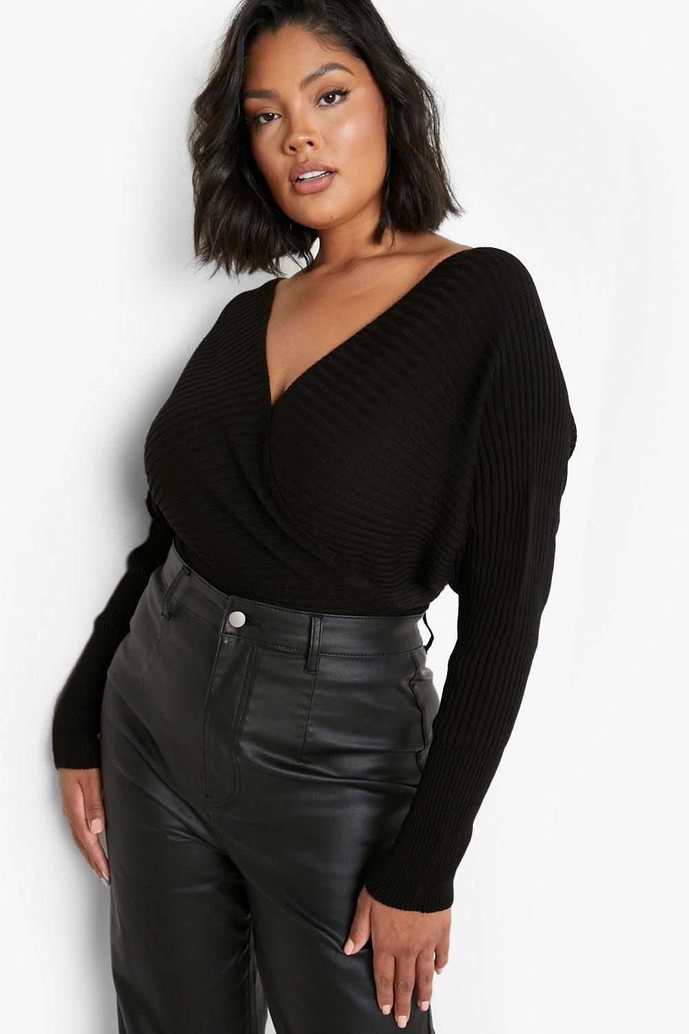 Plus Knitted Wrap Jumper boohoo NZ