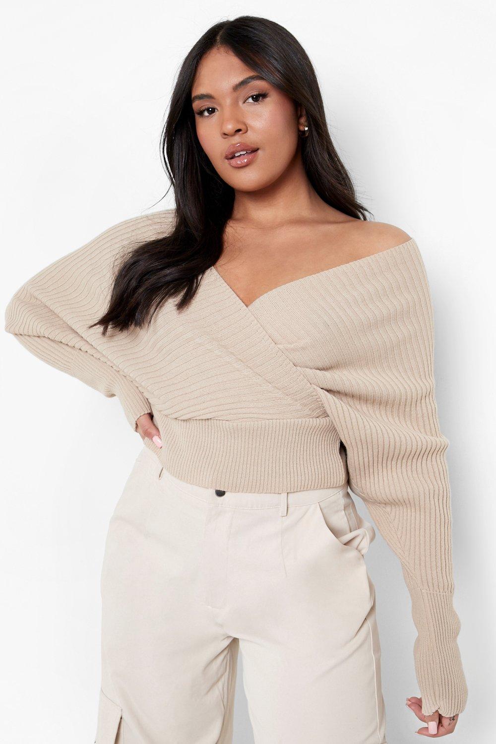 Plus Knitted Wrap Jumper boohoo